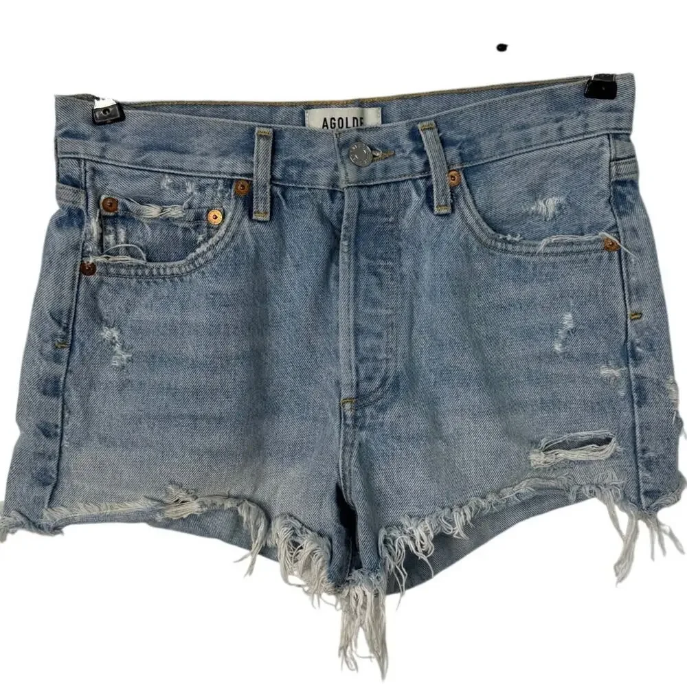 AGOLDE Parker Vintage Cut Off Shorts Swapmeet Distressed Denim size 25